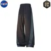 Pantalones Deportivos Casuales Rectos de Verano Retro con Rayas de Contraste y Sensación a Hielo Marca Nasa para Hombres y Mujeres, Holgados