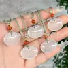 Pingente de Ágata Calcedônia Lua Branca, Pingente de Calcedônia Guanyin Buda Gelo Branco Transparente Gelo, Amuleto Sem Preocupações, Colar de Ágata Fivela da Paz