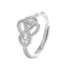 Anel Cravejado com Diamantes Amor Eterno, Símbolo do Infinito, Amor Infinito, Anel para Dedo Indicador, Estilo Minimalista, Anel Entrelaçado em Forma de Coração Vazado