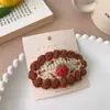 Exquisito doce bordado em lã feito à mão fofo bolo de cereja grampo de cabelo crianças menina franja BB clip banca