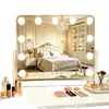 Espejo de Maquillaje LED Inteligente Hollywood, Espejo de Escritorio Grande de Alta Definición, Espejo con Luz LED Especial para Maquilladores
