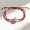 Pulseira Vermelha de Fio Cruzada Popular de Alto Padrão Estilo Simples Pulseira Preta Vermelha Tecida à Mão com Contas Ajustável Atacado