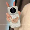 Adecuado para funda de teléfono Huawei Mate 80 Pro/Mate 70, caricatura femenina con soporte, oso de lunares azules