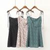 8080-18 Novo Estilo Verão Estilo Coreano Ajuste Slim Extra Longo Alça Espaguete Estampado Cintura Alta Saia Guarda-Chuva Vestido de Saia Suspender