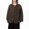 Chaqueta de pareja rad colorblock perezoso suéter retro moderno cárdigan de botones unisex tejido de invierno corte holgado