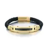 Pulsera Trenzada de Cuero con Fibra de Carbono de Moda del Fabricante Original, Joyería de Pulsera Retro de Acero Inoxidable Versátil y a la Moda para Hombre