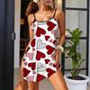Estación Independiente de Amazon Verano 2025 Nuevo Camisón de Canalé Casual Multicorazón Estampado Aleatorio Vestido Sexy de Tirantes