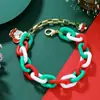 Serie Feliz Navidad Pulsera de Perlas de Arcilla Blanda para Hombres Set de Pulseras con Colgante de Campana de Papá Noel y Reno