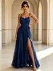 Vestido de noite novo modelo 851W europeu e americano transfronteiriço com alça longa para mulheres, adequado para banquetes, festas, madrinhas, vestido de chiffon 2026