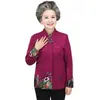 Nuevo Top Retro de Traje Tang con Cuello Alto para Primavera/Otoño para Mujeres de Mediana Edad y Mayores, Chaqueta de Longitud Media Bordada Cálida de Terciopelo Plus de Abuela