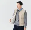 Chaleco de Invierno y Otoño Nuevo para Hombre con Forro Polar Cálido con Cremallera Oversize Ropa Exterior Bolsillo Chaleco Corto de Diamante para Hombre 2402
