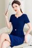 Loja de Joias Clube Salão de Beleza Moda Slim Fit Roupa de Trabalho Falso Duas Peças Verão Novo Manga Curta Vestido Profissional para Mulheres