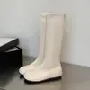Botas Altas Plataforma Punta Redonda Retro Minimalistas para Mujer 2026 Otoño Nueva Llegada Botas Elásticas Adelgazantes de Caña Alta Botas de Caballero
