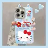 Boneca Gato Kt Adequada para Apple 17 Capa de Celular Fofa Iphone16Promax Desenho Animado 15 Fio de Pena 14 Senso de Alto Padrão