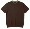 Directo de fábrica, camisa de punto para hombre estilo old money, manga corta, cuello redondo, corte holgado, jacquard, transpirable, top fino de verano