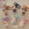 Lindo llavero de overol de cachorro de dibujos animados, colgante creativo personalizado para bolso, decoración de mochila para estudiantes, regalo de accesorio