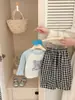Pantalones largos de cuadros para bebé niña de primavera y otoño, pantalones tipo linterna con bolsillo para bebé, pantalones rectos casuales de cuadros blancos y negros para niño pequeño