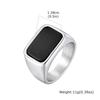 Anillo Geométrico Cuadrado de Acero Inoxidable con Piedra de Vidrio Negro Oro Anillo para Hombre Anillo Europeo y Americano Agua de Spring Creek RC-619