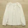 Camisa de Manga Larga Versátil de Algodón Puro, Suelta, Casual, Artística y Fresca, para Primavera y Otoño 2026, Camisa Base Bordada, Chaqueta