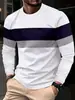 Camisetas de Manga Larga para Hombre con Bloques de Color Otoño e Invierno Europeas y Americanas, Cuello Redondo, Tops Casuales Cortavientos, Camisetas Deportivas