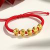 2026 Ano do Cavalo, Ano do Zodíaco, Lingote de Moeda de Cobre, Cobra da Boa Sorte, Pulseira de Cordão Vermelho de Casal Feita à Mão, Pulseira para Aumentar a Fortuna Feminina, Pulseira Protetora