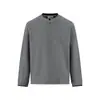 Camiseta de Manga Longa Falsa Duas Peças com Gola Henry Yizhi para Homens, Nova Outono Texturizada Solta Casual Tendência Camisa Básica