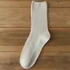 Calcetines para Mujer de Media Pantorrilla Primavera y Otoño Más Fáciles de Combinar Calcetines Largos Blancos Coreanos Otoño e Invierno Color Sólido Calcetines de Rizo de Doble Aguja Venta al por Mayor