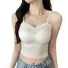 Top Camisola de Encaje Hermoso Espalda Talla Grande para Mujer, Ropa Exterior, Cuello en V, Bandeau, Ropa Interior con Almohadillas en el Pecho, Top Interior de Longitud Media, Moderno