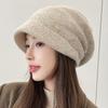Elegante All-match Double-layer Thicked Diamond Standard Rabbit Hair Heap Mulheres Inverno Proteção Ear Moda Malha Pato Língua Chapéu Coreia