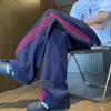 Pantalones de Secado Rápido de Seda de Hielo de Tres Rayas para Hombre, Verano Delgados de Marca Moderna para Jóvenes, Pantalones Casuales Americanos Rectos Holgados Largos