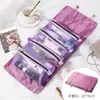 Bolsa de Maquillaje Enrollable para Mujeres, Portátil, con Compartimentos, Bolsa de Almacenamiento de Cosméticos de Gran Capacidad, Elegante Neceser de Viaje