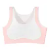 Ropa interior de seda helada de color gelatina para niñas en desarrollo, sin costuras, anti-bultos, copa fija, transpirable, sujetador deportivo para niñas