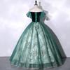 Exame de Arte Vocal Performance de Piano Bel Canto Performance Solo Vestuário Veludo Verde Escuro Moda Vestido de Noite Feminino Apresentadora