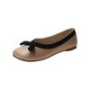 Zapatos vintage suaves de estilo nocturno para mujer, primavera y otoño 2022, estilo francés, planos con lazo y punta cuadrada, boca baja.