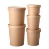Cubo Tazón Desechable de Papel Kraft Cubo para Sopa Cubo para Avena Tazón para Sopa Sopa Espesada a Prueba de Agua y Aceite Embalaje Caja para Comida con Tapa