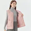 Chaleco Interior Cálido Grueso Extra Grande con Forro de Felpa para Mujer Chaleco de Algodón Casual para Exteriores con Botones de Piel de Cordero para Mujer 2502