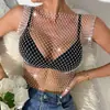 Suministro Transfronterizo 2024Wish Aliexpress Amazon Verano Malla de Pedrería Diamante Brillante Camiseta Top para Mujer Yx951