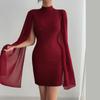 60001 Transfronterizo Otoño 2025 Nuevo TEMU Explosiones Ajuste Delgado Perforación Caliente Costura Vestido de Cuello Redondo Europeo y Americano Mujer