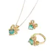 Collar de Acero de Titanio para Mujer, Colgante de Lazo, Pendientes, Anillo, Lujo Ligero, Sensación de Gama Alta, Cadena de Clavícula Incrustada, Pendientes, Venta al por Mayor de Joyería
