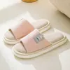 Chinelos de Linho para Primavera e Outono para Mulheres, Antiderrapantes Silenciosos de Solado Macio Estilo Japonês para Todas as Estações Domésticos para Homens, Verão