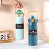 Termo de Acero Inoxidable de Doble Capa 304, Mismo Estilo para Hombres y Mujeres, Taza con Tapa de Rebote de Gran Capacidad con Asa, Vaso Recto, Acero Inoxidable 304