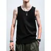Camiseta sin mangas acanalada estilo americano para hombre, camiseta blanca sin mangas de verano, corte ajustado, chaleco deportivo elástico para fitness
