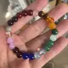 Cuentas de Colores Arcoíris para Comercio Exterior, Pulseras Fronterizas de Piedra Bohemia, Pulseras de Oración Manual de Piedra Natural Ojo de Tigre de Siete Chakras para Yoga