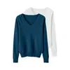 Conjunto de dos piezas de suéteres de punto holgado con cuello en V para mujer, nuevo estilo otoño e invierno, prendas de abrigo versátiles, tops elegantes de manga larga de color liso