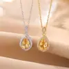 Colgante de Citrino Chapado en Oro de Plata de Ley S925 Yiluyin, Moderno, Elegante, Versátil, Colgante de Plata con Forma de Gota de Agua