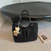 Bolsa tote plissada de nicho estilo coreano para mulheres, novo modelo outono 2026, bolsa de grande capacidade para estudantes universitários, bolsa de ombro para o dia a dia