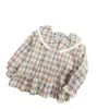 Nuevas camisas de primavera y otoño para niñas, camisas elegantes de manga larga para bebés, tops casuales de cuadros de primavera para niños, comercio exterior