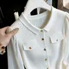 ¡Un disparo real! ¡Un disparo real! Cárdigan de punto con cuello redondo y manga acampanada Otoño/Invierno 2026, top estilo Chanel, abrigo suéter para mujer