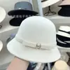 Chapéu de Pescador de Lã Estilo Hepburn para Mulheres, Chapéu Estilo Pequena Fragrância Retrô Francês, Chapéu Elegante de Senhora