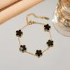 Pulsera trébol de la suerte de acero de titanio transfronteriza trébol de cinco hojas cinco flores lujo ligero alta gama nicho femenino gradiente joyería de acero inoxidable